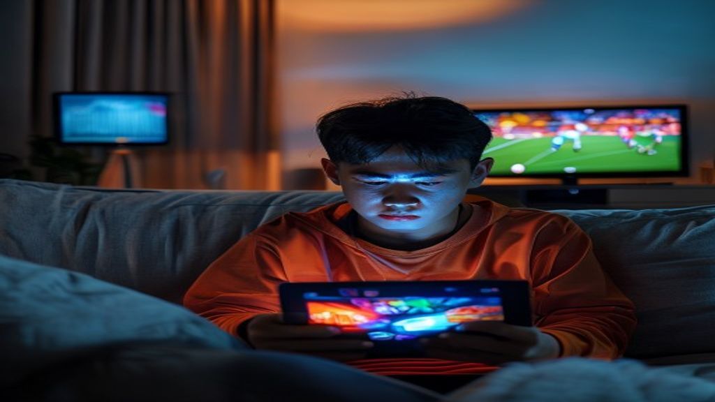 Gambar penonton kebingungan antara berita olahraga dunia dan media lokal, menampilkan solusi integrasi konten.