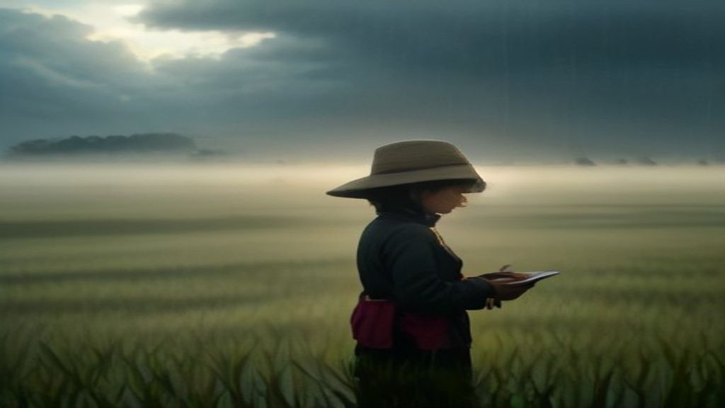 Grafik perbandingan curah hujan dan suhu pada lahan pertanian sawah, menunjukkan pola iklim dan dampaknya pada produksi