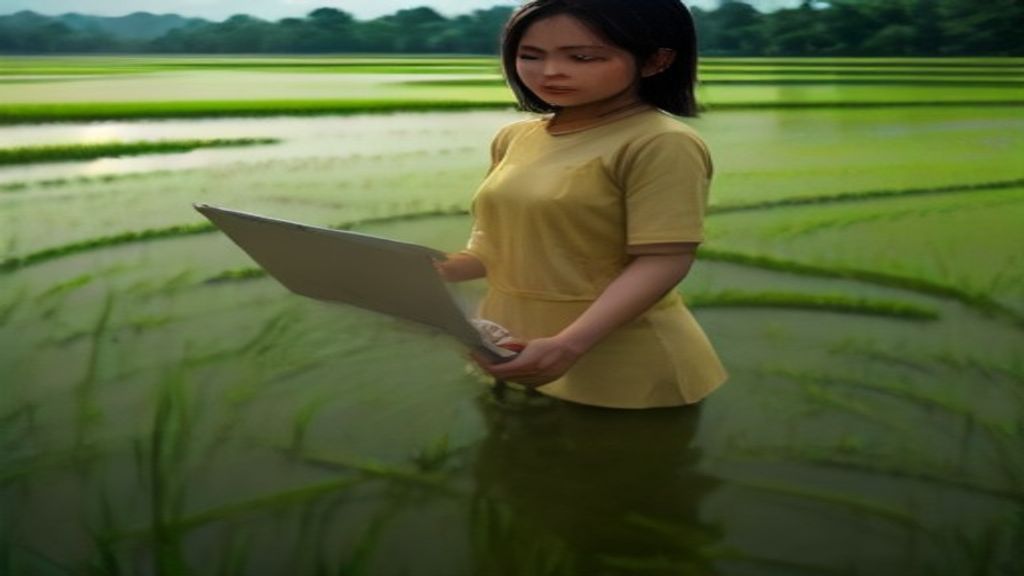 Grafik perbandingan curah hujan dan suhu pada pertanian sawah, data terbaru 2024.